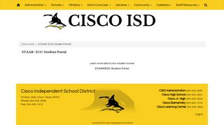 Cisco Independent School District - STAAR/ EOC Student Portal
