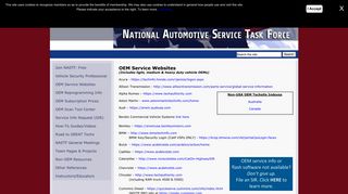 OEM Service Websites - National Automotive Service Task Force