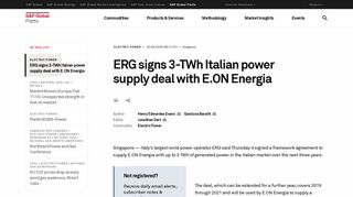 ERG signs 3-TWh Italian power supply deal with E.ON Energia | S&P ...