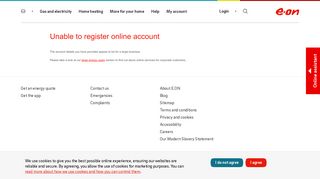 Unable to register online account | Sign up for an online ... - E.ON