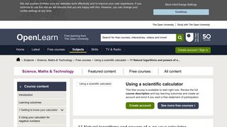 11 Natural logarithms and powers of e on your calculator - The Open ...