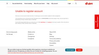 Unable to register account | Sign up for an online account - E.ON