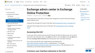 Exchange admin center in Exchange Online Protection | Microsoft Docs