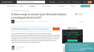 [SOLVED] Is there a way to recover your Microsoft Volume Licensing ...