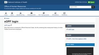 eOPF login | Office of Human Resources - NIH HR