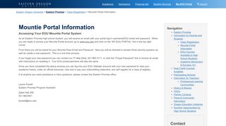 Mountie Portal Information - Eastern Oregon University