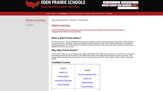 Online Learning / EP Online - Eden Prairie Schools