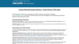 Juniper Remote Access Solution - Pulse Secure VPN client - One EPA ...