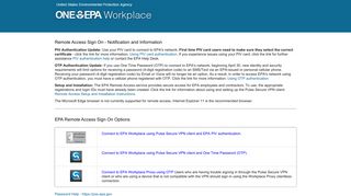 Remote Access Sign On | One EPA Web