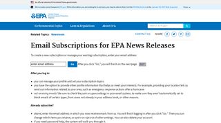 Email Subscriptions for EPA News Releases | Newsroom | US EPA