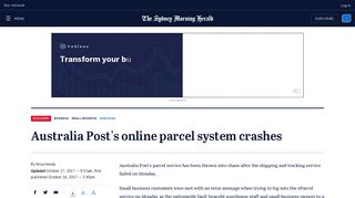 Australia Post's online parcel system crashes - Sydney Morning Herald