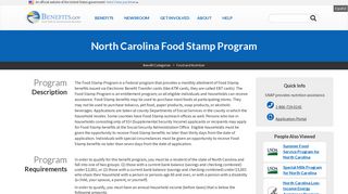 North Carolina Food Stamp Program | Benefits.gov