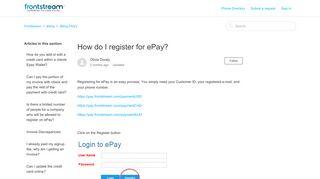 How do I register for ePay? – FrontStream