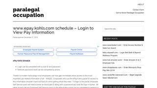 www.epay.kohls.com schedule - Login to View Pay Information ...