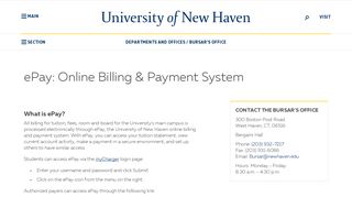 ePay: Online Billing & Payment System - University of New Haven