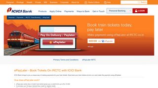 ePayLater: Book Now Your Tickets on IRCTC and Pay Later - ICICI Bank