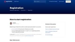 How to start registration – ePayments | Help Center