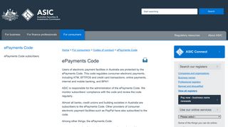 ePayments Code | ASIC - Australian Securities and Investments ...
