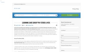 Learning Care Group Pay Stubs & W2s | MY PAY LOGIN