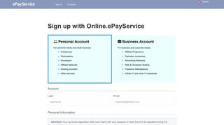 Sign up with Online.ePayService