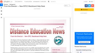 From the Director — New EPCC Blackboard Help Desk - studylib.net