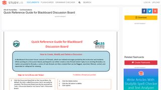 Quick Reference Guide for Blackboard Discussion Board - studylib.net