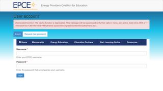 User account | EPCE - Energy Providers Coalition for Education