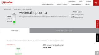 webmail.epcor.ca - Domain - McAfee Labs Threat Center