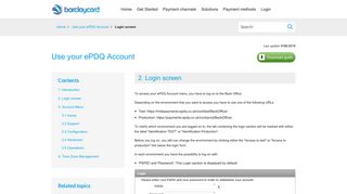 Login screen - ePDQ - Support for e-Commerce solutions