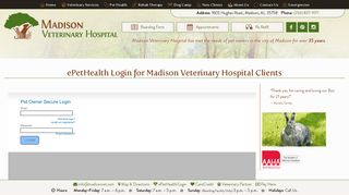 ePetHealth Login for Madison Veterinary Hospital Clients