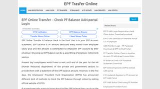 EPF Online Transfer - Check PF Balance UAN portal Login EPFO Claim