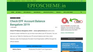 Check EPF Account Balance Bangalore 2019 - EPFOSCHEME.in