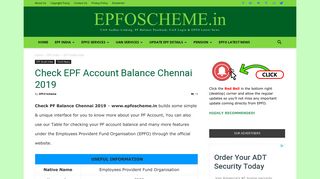 Check EPF Account Balance Chennai 2019 - EPFOSCHEME.in