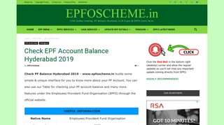 Check EPF Account Balance Hyderabad 2019 - EPFOSCHEME.in