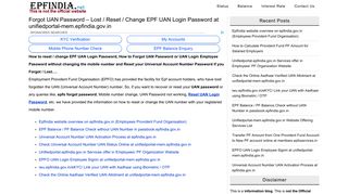 How to Forgot UAN password - Lost / Change EPF UAN Login password
