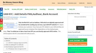 UAN KYC : Add Details PAN,Aadhaar, Bank Account - BeMoneyAware