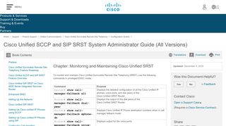 Monitoring and Maintaining Cisco Unified SRST - Cisco