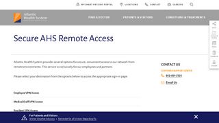 Secure Remote Employee & Vendor Access - Atlantic Health