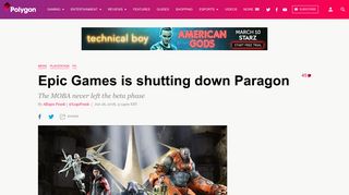 Epic Games is shutting down Paragon - Polygon