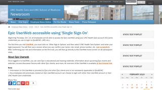 Epic UserWeb accessible using 'Single Sign On' - UNC Health Care ...