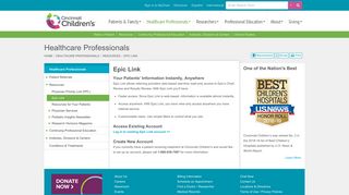 Epic Link | Healthcare Professionals - Cincinnati Children's Hospital