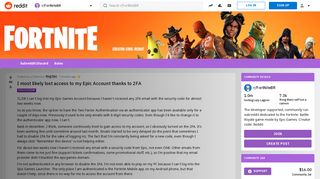I most likely lost access to my Epic Account thanks to 2FA ...
