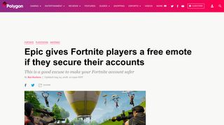 Epic gives Fortnite players a free emote if they secure their ... - Polygon