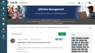 Single Sign On (SSO) to access into Access Point - Qlik Community