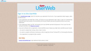 Sign-on Help - Epic UserWeb