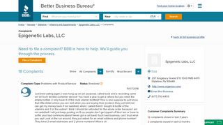 Epigenetic Labs, LLC | Complaints | Better Business Bureau® Profile