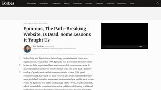 Epinions, The Path-Breaking Website, Is Dead. Some Lessons It ...