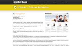 Epinions – Customer Review Site - Reputation Ranger