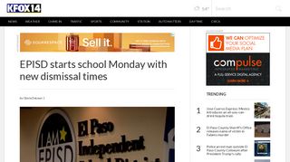 EPISD starts school Monday with new dismissal times | KFOX