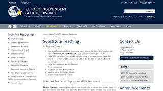 Human Resources / Become a Substitute Teacher - episd